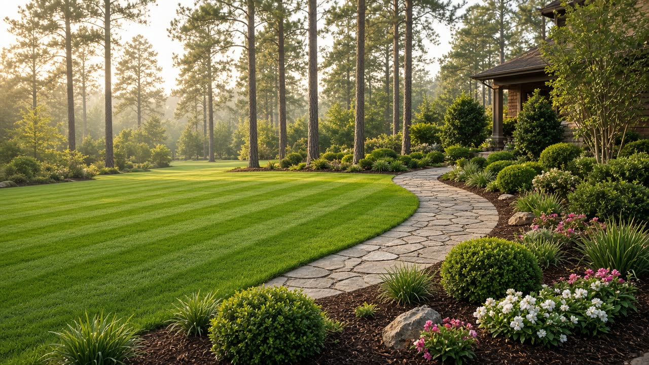 Freshly landscaped yard (illustration)